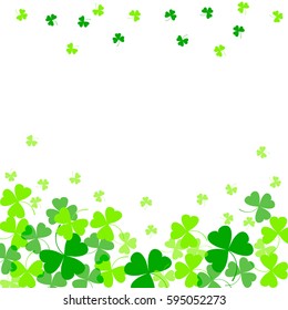 Vector illustration of green clover leaves on white. St Patrick's Day background