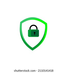 
Vector illustration of green color natural security logo. Padlock in shield vector