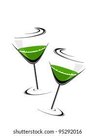 Vector illustration of green color wine glass theme for St. Patrick's  Day. isolated on white.