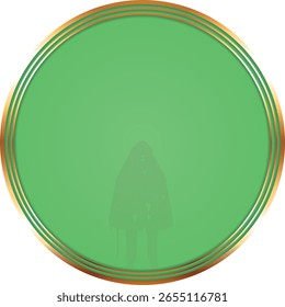 vector illustration of green colored circle award banner with gold frame