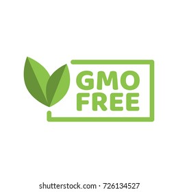 Vector illustration of green colored GMO free emblems.