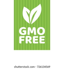 Vector illustration of green colored GMO free emblems.