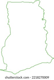 vector illustration of green colored outline map of Ghana