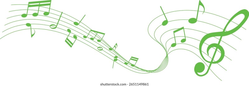 ilustração vetorial da partitura verde - notas musicais melodia