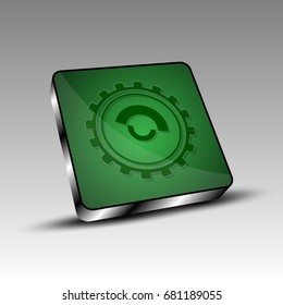 Vector illustration of green colored square icon with cog.