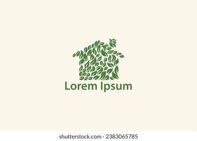 vector illustration of a green concept house logo