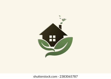 vector illustration of a green concept house logo