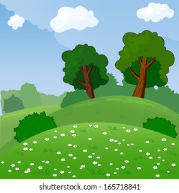 Vector illustration of green countryside