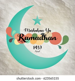 Vector illustration of Green crescent moon Eid Mubarak Blessed Eid card