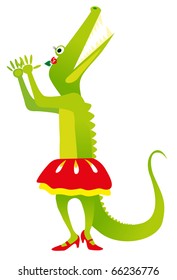 vector illustration - green crocodile dance