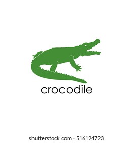 Vector illustration green crocodile sign for design. African animal icon. Zoo. Crocodile logo.