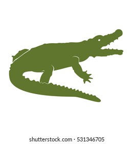 Vector illustration green crocodile sign for design. African animal icon. Zoo. Crocodile logo.