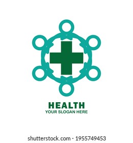  ilustración vectorial cruz verde en medio del círculo azul, genial para logotipos e iconos de salud