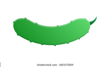 Vector illustration. Green cucumber with a stem. Healthy vegetarian food. Ingredient for salad. Decoration for patches, signboards, showcases, menus.