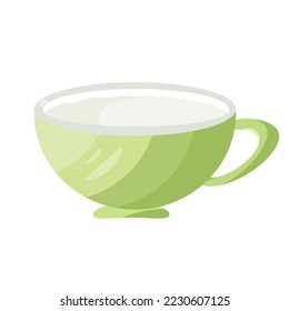 Vector illustration of a green cup with a drink. Isolated object with glare from light
