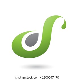 Vector Illustration of Green Curvy Fun Letter D or S isolated on a White Background