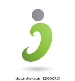 Ilustración vectorial de la carta divertida de curva verde I aislada en un fondo blanco