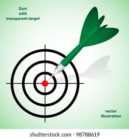 Vector illustration of green dart with transparent target. Background and description are in separate layers.