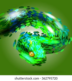 vector illustration of green detail snake