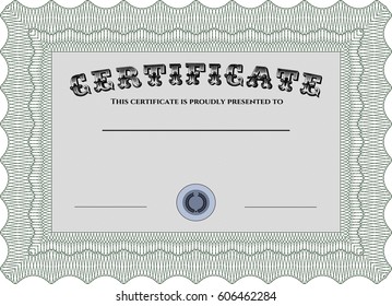 Vektorgrafik von Green Diploma Vorlage oder Vorlage von Zertifikaten. Vektormuster, das in Geld und Zertifikat verwendet wird. Mit hochwertigem Hintergrund. Kunstdesign. 
