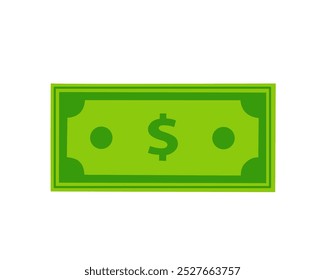 Ilustração vetorial de uma nota de dólar verde com o logótipo de um dólar no centro