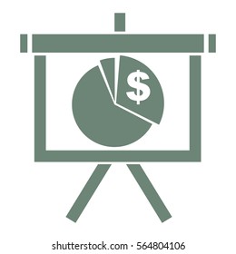 Ilustración vectorial con el icono de gráfico de dólar verde
