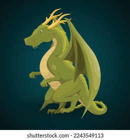 Vector illustration of Green dragon character design