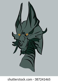 vector illustration green dragon head