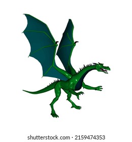 ilustración vectorial del dragón verde sobre fondo blanco