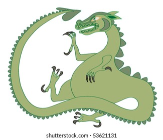 vector illustration of a green dragon on white background