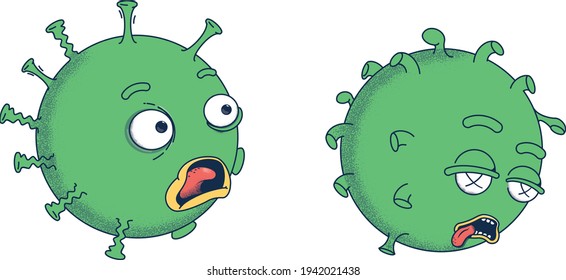 vector illustration of green dying covid virus 