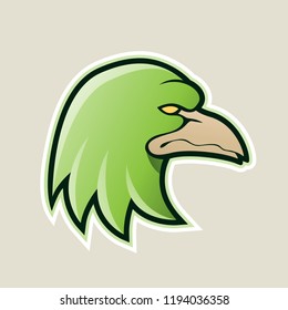 Vector Illustration of Green Eagle Head Cartoon Icon isolated on a White Background