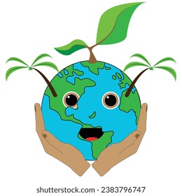 vector illustration of green earth in hand