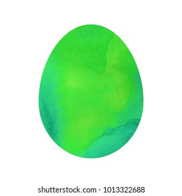 Vector illustration: green Easter egg template with watercolor marble texture for Easter holidays design isolated on white background.
