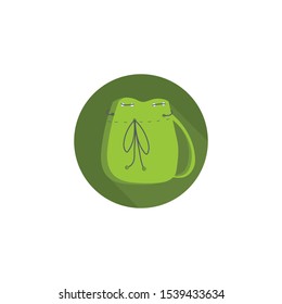 Vector illustration of green eco bag, school bag or camping backpack. Flat icon.
