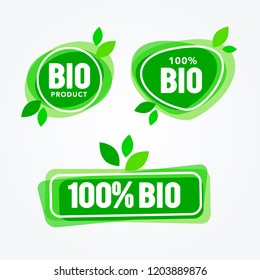 Vector Illustration Green Eco Food Labels Set. Health Headings Collection.
Organic, Natural Product Logo Element