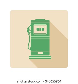A vector illustration of green eco friendly fuel pump. 
Eco Gas Pump Icon concept.
Flat Icon illustration of green Gas Pump. 