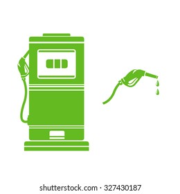 A vector illustration of green eco fuel pump.
Icon illustration of green Gas Pump.
Petrol Pump - refueling with green energy.