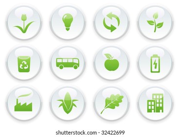 Vector illustration of green ecology icon set