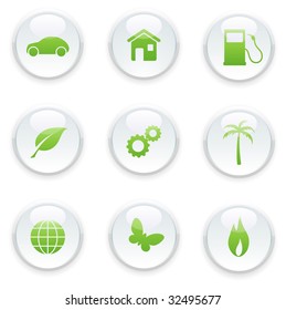 Vector illustration of green ecology icon set