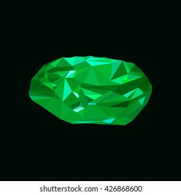 vector illustration. green emerald on black background