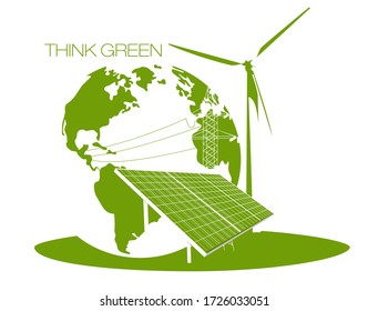 Vector illustration of green energy concept and energy saving