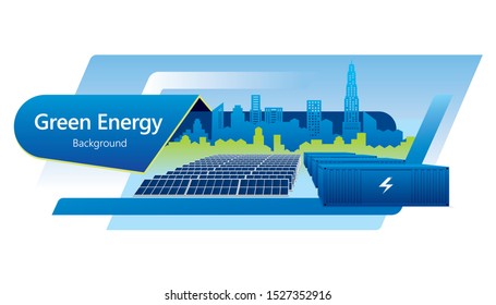 Vector illustration of green energy decorated with renewable sources . Ecology concept