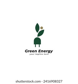 vector illustration of green energy logo design template with creative idea