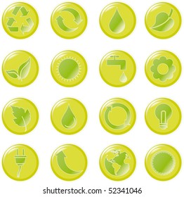 Vector illustration green environmental bubbles on white