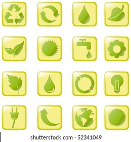 Vector illustration green environmental bubbles on white