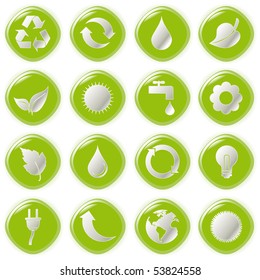 Vector illustration green environmental bubbles on white