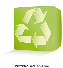 Vector illustration green environmental cube on white