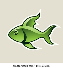 Vector Illustration of Green Fish or Pisces Icon isolated on a White Background