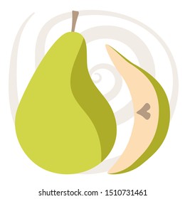 Vector illustration of a green flat pear on a white background.